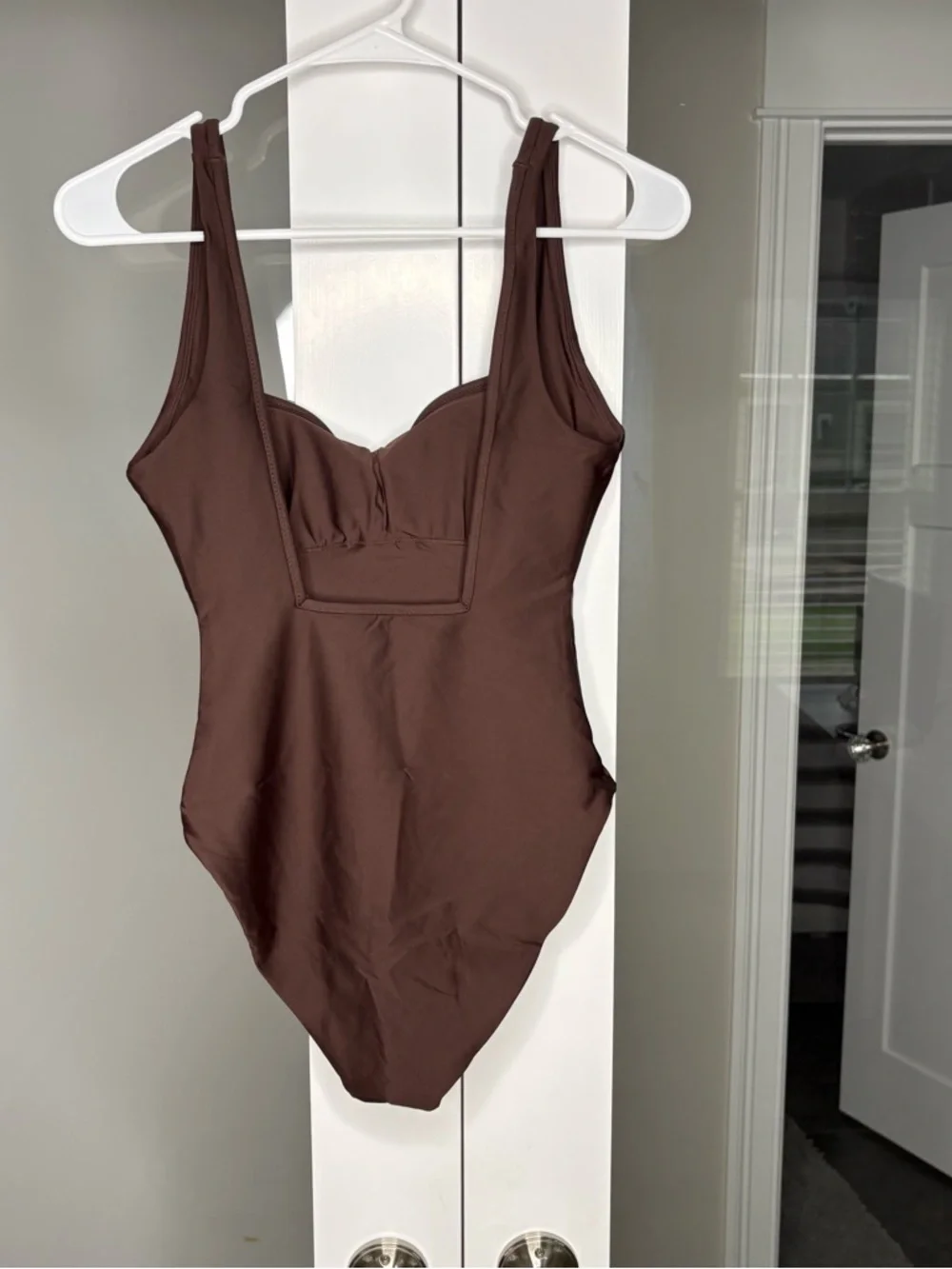 NWT J. Crew Squareneck One-piece Classic Sculpt Inky Espresso Brown